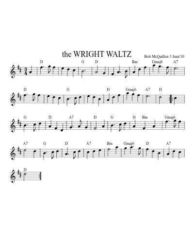 the WRIGHT WALTZ (Wright Waltz) sheet music preview