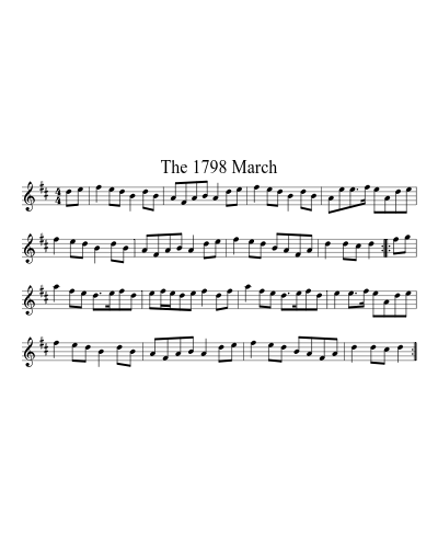 the 1798 March (Year Of The French) sheet music preview