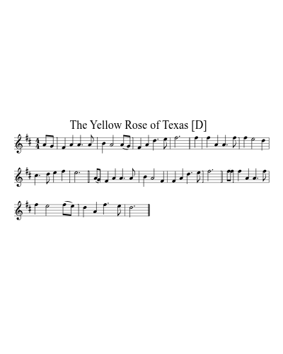 The Yellow Rose of Texas   [D] sheet music preview