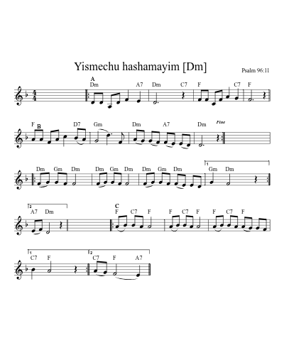 Yismechu hashamayim  [Dm] (Version 2)