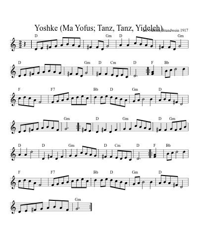 Yoshke (Ma Yofus; Tanz, Tanz, Yideleh) (Version 7) sheet music preview