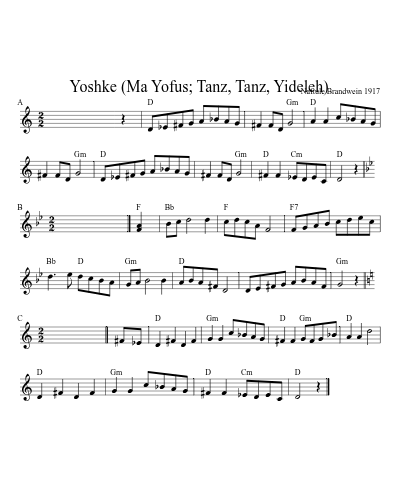 Yoshke (Ma Yofus; Tanz, Tanz, Yideleh) (Version 11) sheet music preview