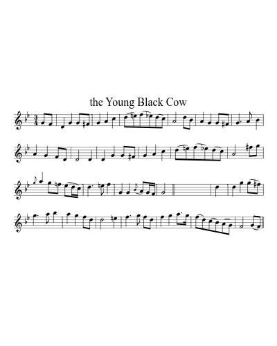 The Young Black Cow (Version 2) sheet music preview