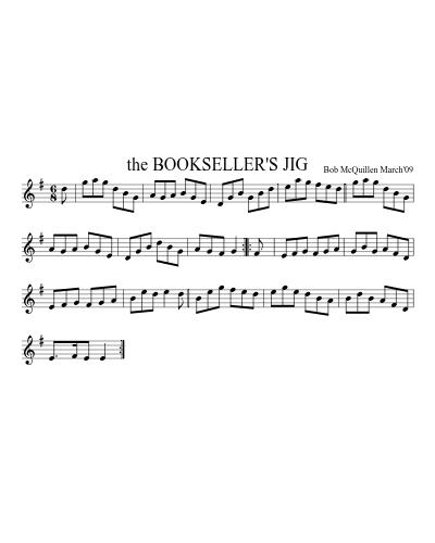 the BOOKSELLER'S JIG sheet music preview