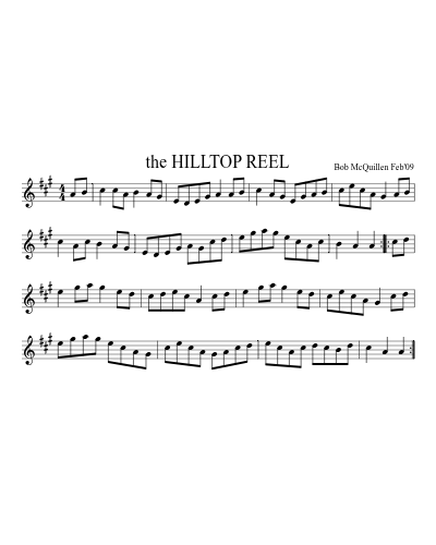 the HILLTOP REEL sheet music preview