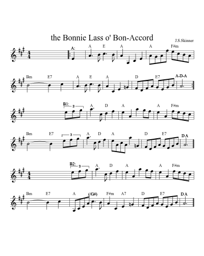 the Bonnie Lass o' Bon-Accord (airs) sheet music preview