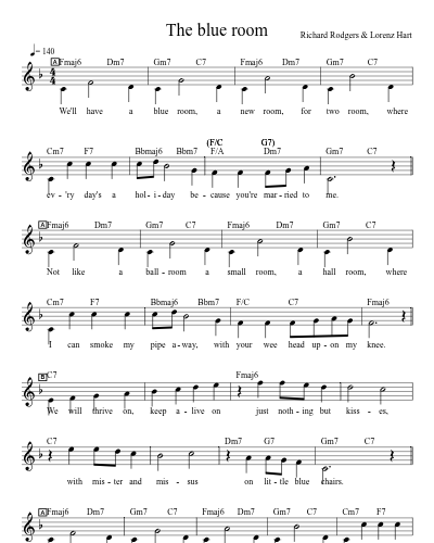 The blue room sheet music preview