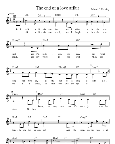 The end of a love affair sheet music preview