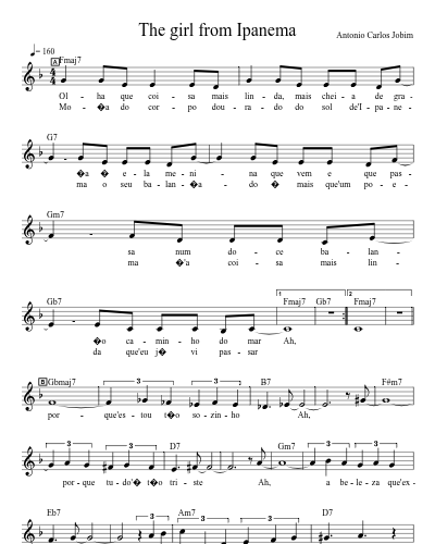 The girl from Ipanema sheet music preview