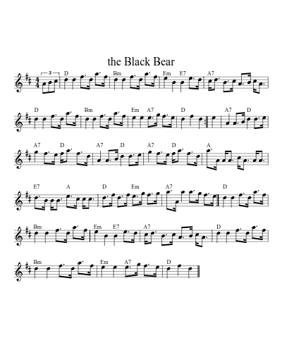 the Black Bear (hornpipes) sheet music preview