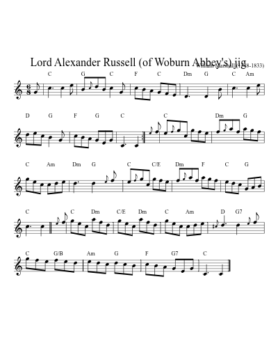 Lord Alexander Russell (of Woburn Abbey's) jig (jigs)