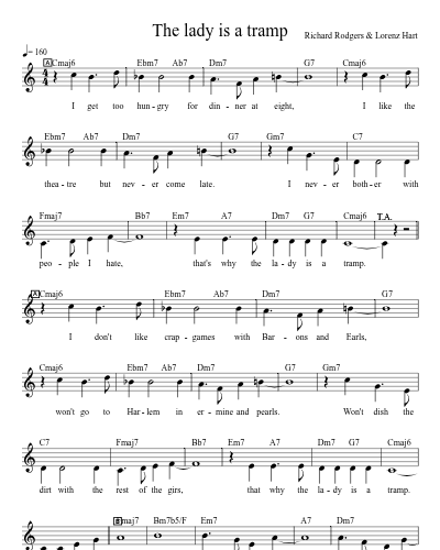 The lady is a tramp (Version 2) sheet music preview