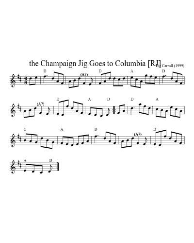 the Champaign Jig Goes to Columbia   [RJ] (New Cj) sheet music preview