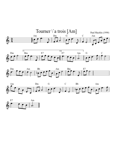 Tourner \`a trois   [Am] (New Cw)