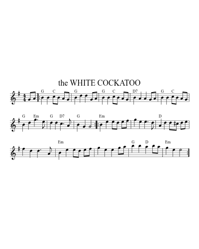 the WHITE COCKATOO (polkas) sheet music preview