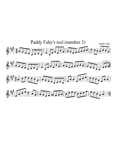 Paddy Fahy's reel (number 3) (Reel A) sheet music preview