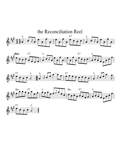 the Reconciliation Reel (Reel A) sheet music preview