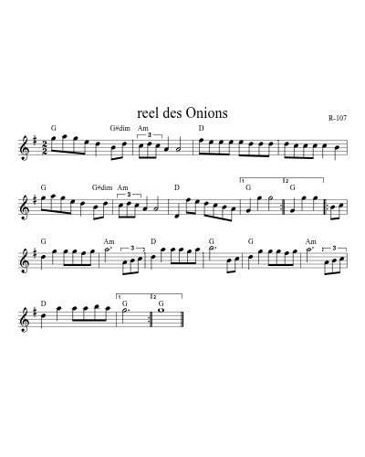 reel des Onions (Version 9) sheet music preview