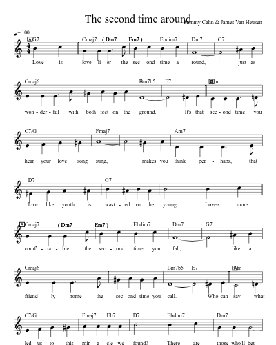 The second time around sheet music preview