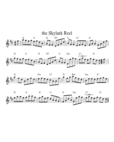 the Skylark Reel (session) sheet music preview