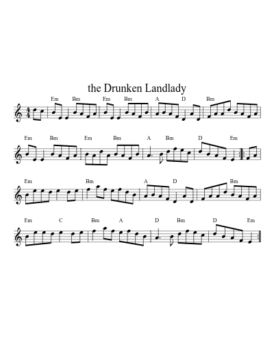 The drunken landlady (session0) sheet music preview