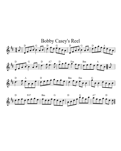 Bobby Casey's Reel (session0) sheet music preview