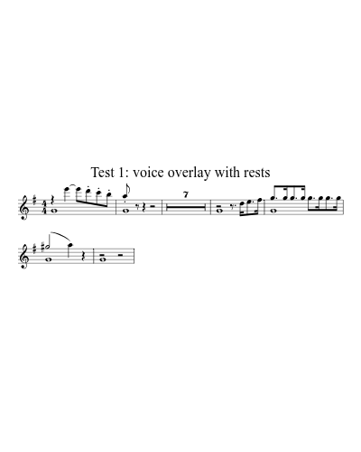 Test 1: voice overlay with rests sheet music preview