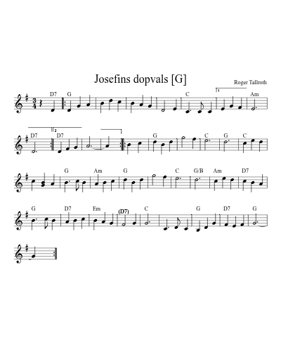 Josefins dopvals [G] (waltzes) sheet music preview