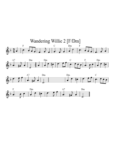 Wandering Willie  2   [F/Dm] (waltzes) preview