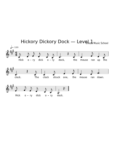 Hickory Dickory Dock — Level 1 preview