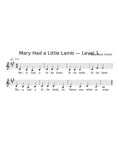 Mary Had a Little Lamb — Level 1 preview