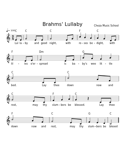 Brahms' Lullaby sheet music preview