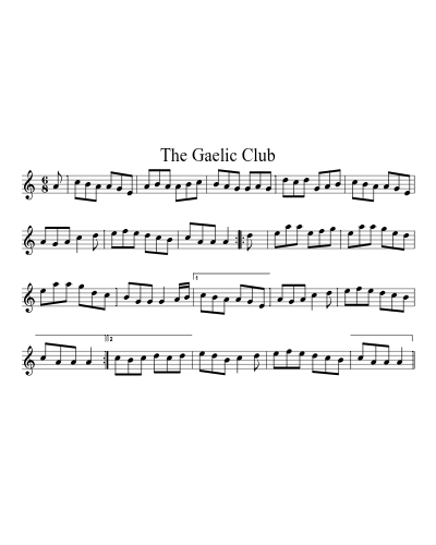 The Gaelic Club (Version 2) sheet music preview