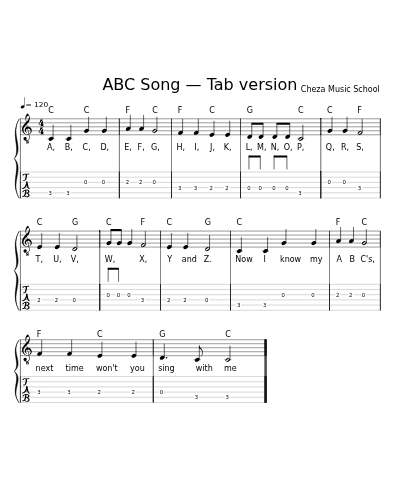 ABC Song — Tab version