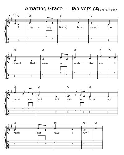 Amazing Grace — Tab version