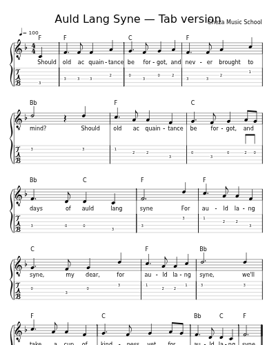 Auld Lang Syne — Tab version
