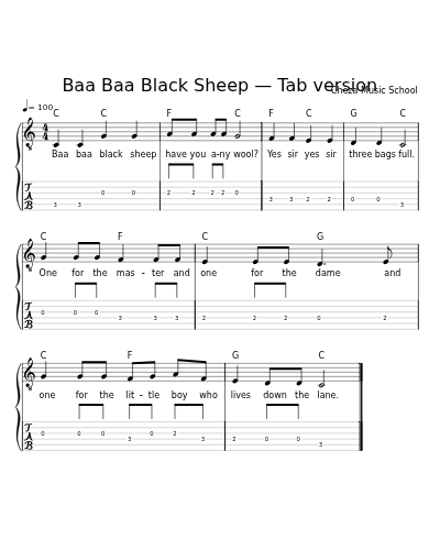 Baa Baa Black Sheep — Tab version