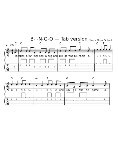 B-I-N-G-O — Tab version