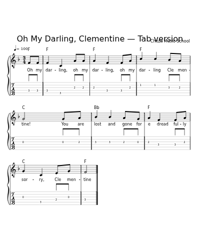 Oh My Darling, Clementine — Tab version