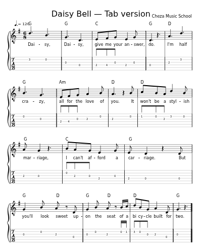 Daisy Bell — Tab version