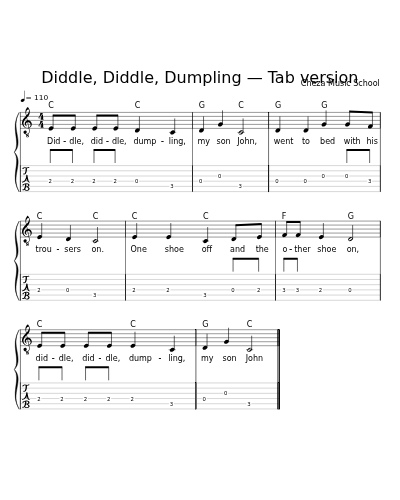 Diddle, Diddle, Dumpling — Tab version