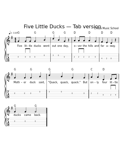 Five Little Ducks — Tab version