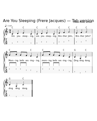 Are You Sleeping (Frere Jacques) — Tab version