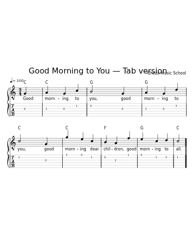 Good Morning to You — Tab version