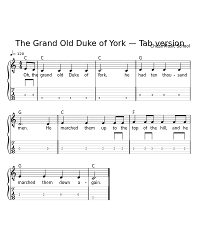 The Grand Old Duke of York — Tab version