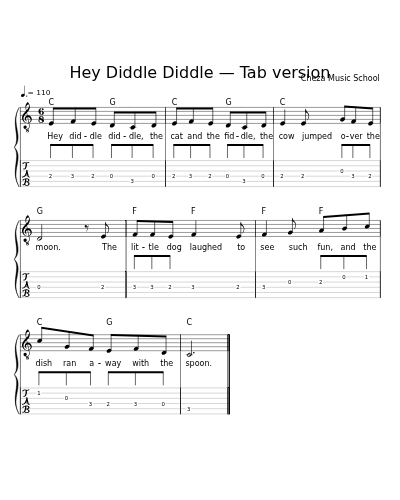 Hey Diddle Diddle — Tab version
