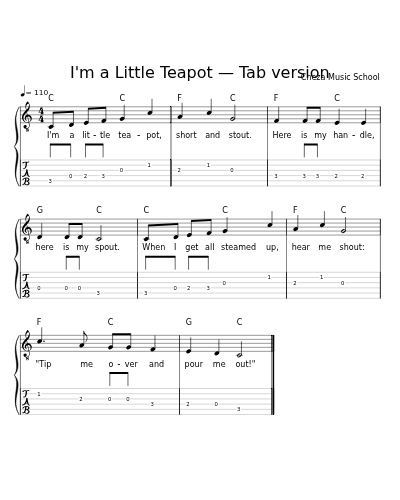 I'm a Little Teapot — Tab version