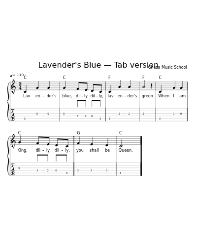 Lavender's Blue — Tab version