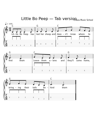 Little Bo Peep — Tab version
