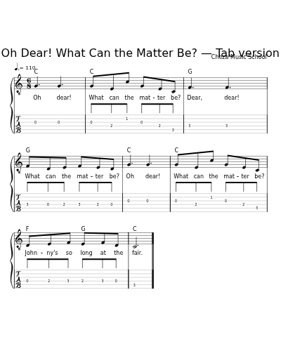 Oh Dear! What Can the Matter Be? — Tab version sheet music preview